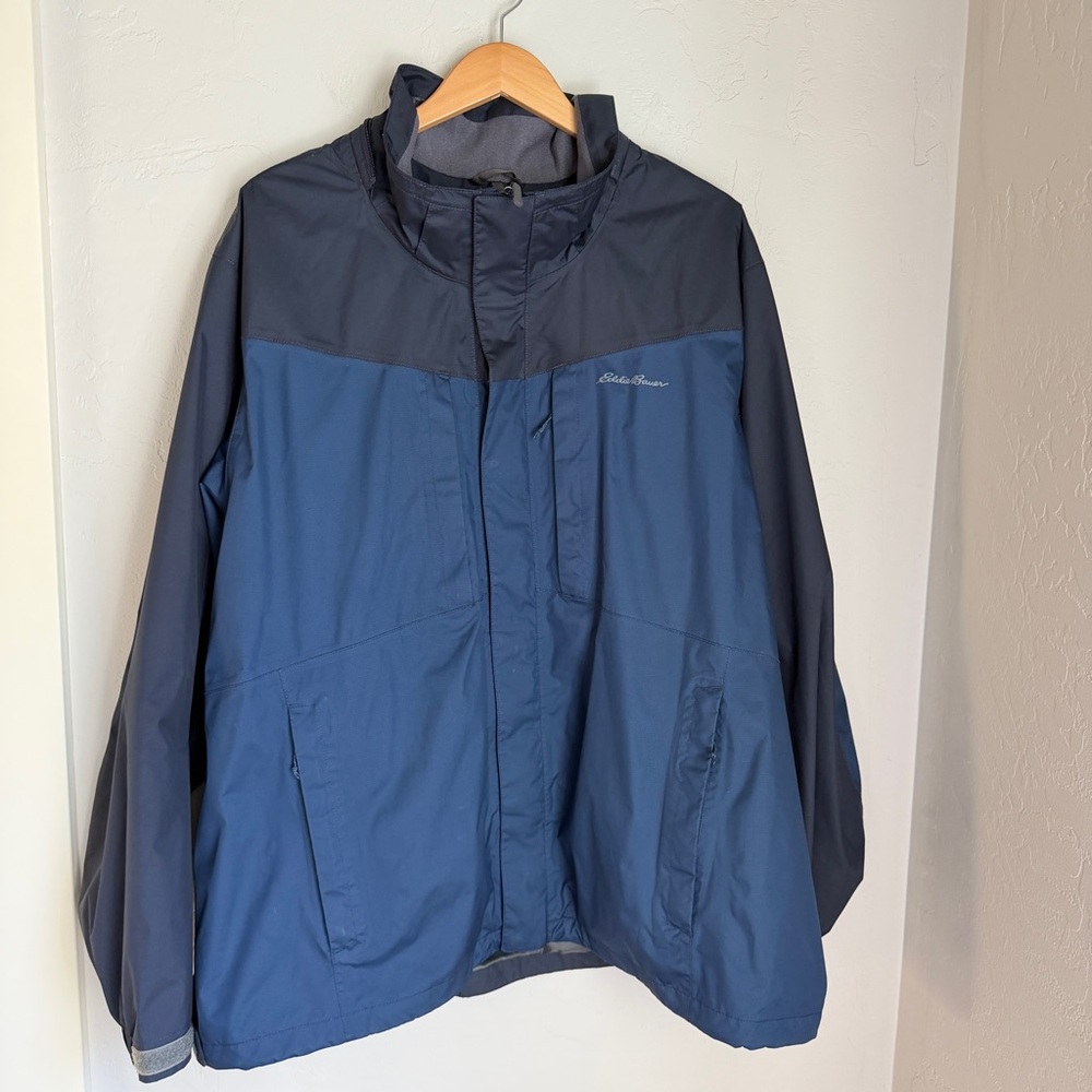 Eddie Bauer Men's Black & Navy Blue‎ Lightweight Windbreaker Jacket Size 2XL